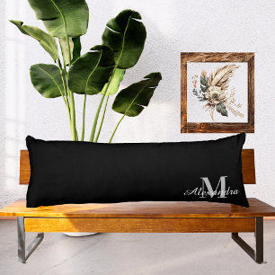 Coussins Longs Noir de base couleur solide Nom initial