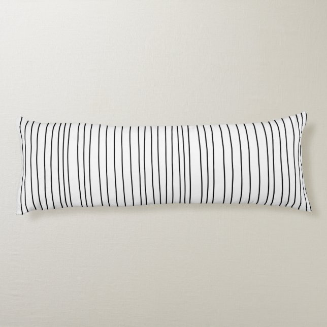 COUSSINS LONGS NOIR ET BLANC STRIPÉ À LA MAIN (Dos)