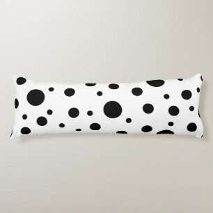 Coussins Longs Noir sur le Motif Polka blanc
