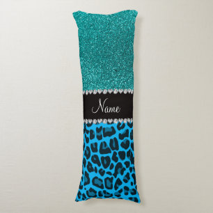 Coussins Longs Nom ciel bleu léopard turquoise parties scintillan