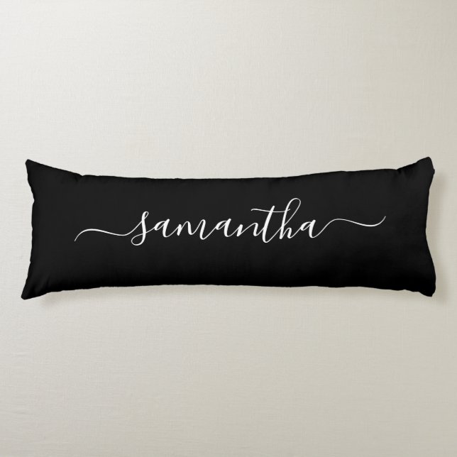 Coussins Longs Nom de signature girly noir et blanc (Devant)