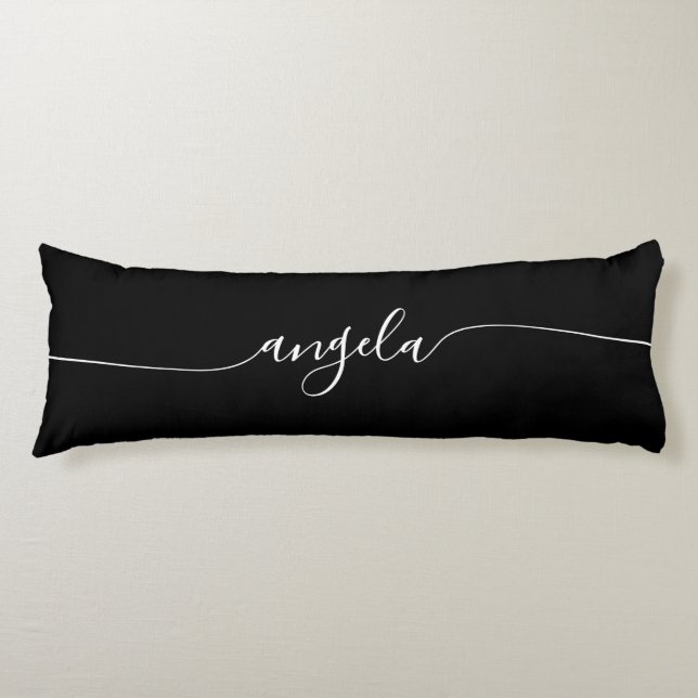 Coussins Longs Nom de signature Glam noir et blanc (Devant)