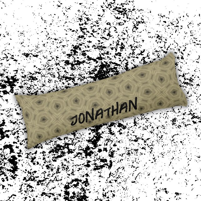 Coussins Longs Nom du monogramme motif noir et beige | (Créateur téléchargé)