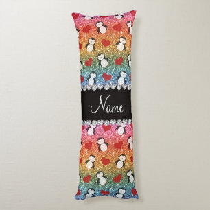 Coussins Longs Nom personnalisé arc-en-ciel parties scintillant c
