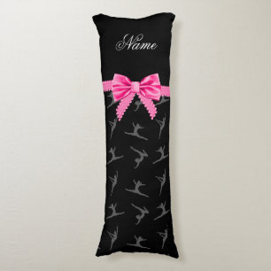 Coussins Longs Nom personnalisé noir gymnastique arc rose
