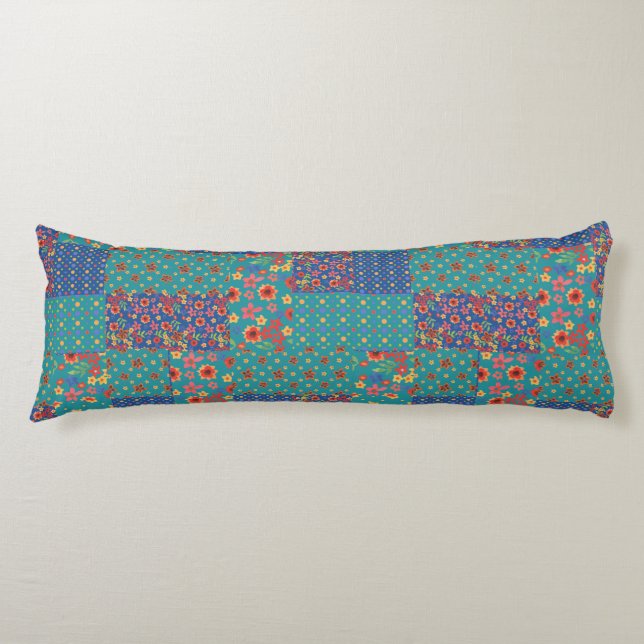Coussins Longs Nostalgique Imprimantes Faux Patchwork Body Oreill (Devant)