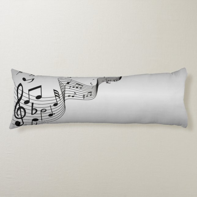 Coussins Longs Notes de musique sur argent (Devant)
