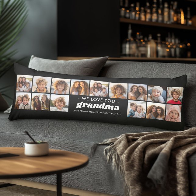 Coussins Longs Nous t'aimons grand-mère - 15 Photo Collage (Body Pillow with Photo Collage)