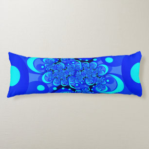 Coussins Longs Nuances de bleu Art fractal abstrait moderne