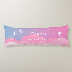 Coussins Longs Nuit étoilée Rose bleu Nom et Texte