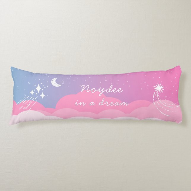 Coussins Longs Nuit étoilée Rose bleu Nom et Texte (Devant)