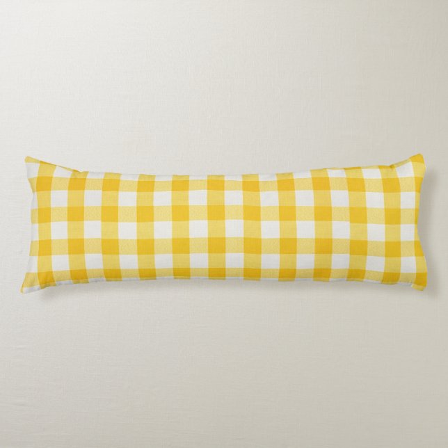 Coussins Longs Nursery Gingham Jaune Doré Maison de Campagne (Devant)