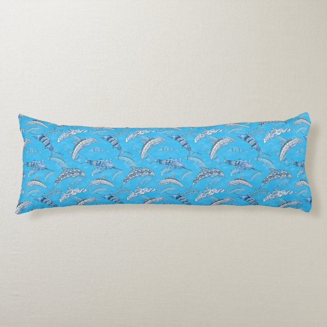 Coussins Longs Ocean Marine Animals Dolphins Marlins (Devant)