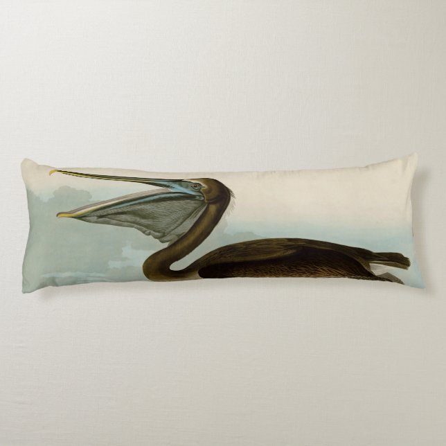 Coussins Longs Œuvre d'art de Pélican Brun de John James Audubon  (Dos)