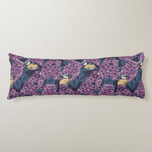 Coussins Longs Oiseaux dans le jardin violet lilas (Devant)