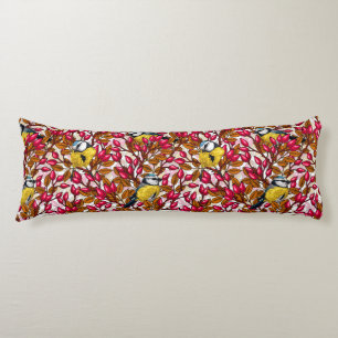 Coussins Longs Oiseaux et hanches roses de chien
