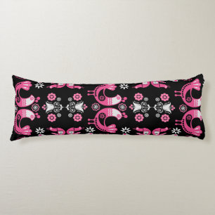 Coussins Longs Oiseaux roses et blancs du folklore scandinave