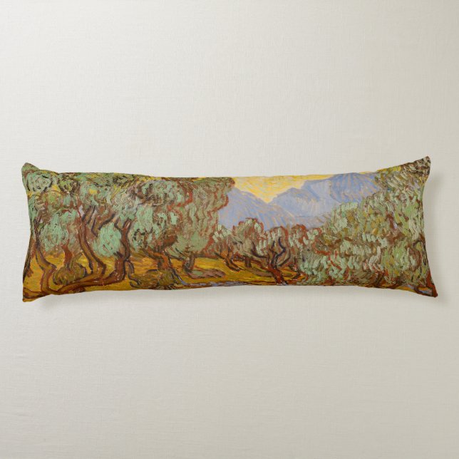 Coussins Longs Oliviers de Van Gogh Ciel Soleil Jaune (Dos)