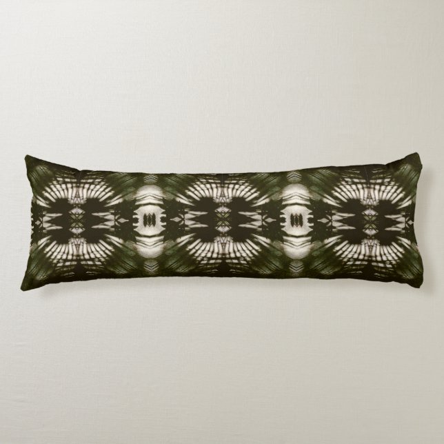 Coussins Longs Ombre de feuille de palmier Vert armée (Devant)