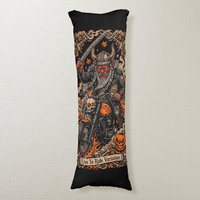 Coussins Longs Oni Samurai Motard Halloween  (devant Vertical)