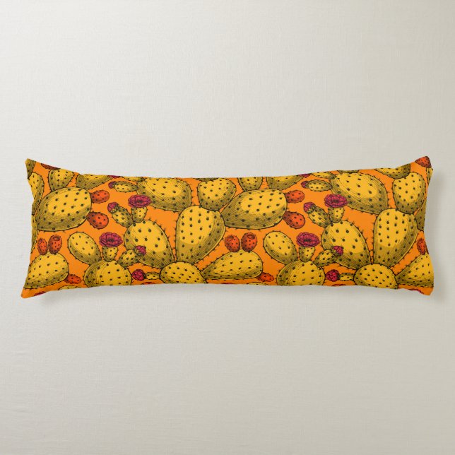 Coussins Longs Opuntie de floraison en jaune (Devant)