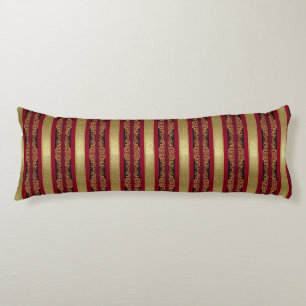 Coussins Longs Or Glitter Stripes Et Crimson Royale