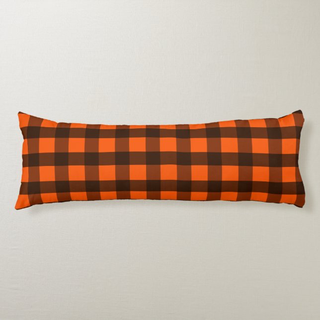Coussins Longs Orange and Black Checker (Devant)