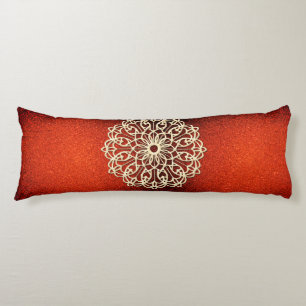 Coussins Longs Orange Shimmery Gold Mandala