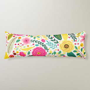 Coussins Longs Oreiller à corps imprimé jaune vert et rose