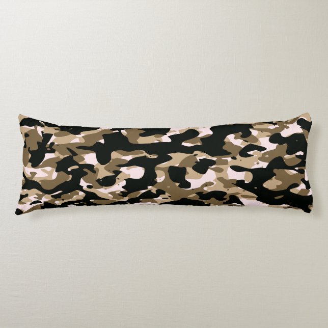 Coussins Longs Oreiller Brown pour corps de camo noir (Devant)