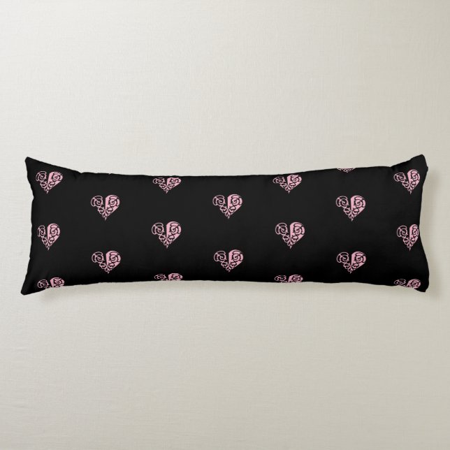 Coussins Longs Oreiller carrosserie en fibre rose et noire (Devant)