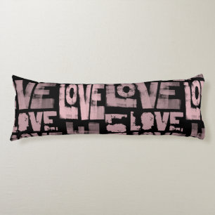 Coussins Longs Oreiller Corporel Love en Rose et Noir Graffiti