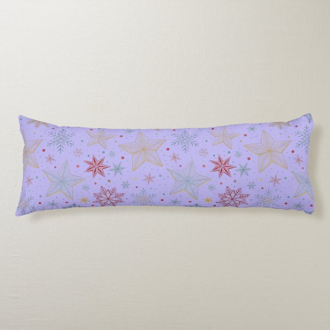 Coussins Longs "Oreiller Corporel Nuit Étoilée Violette (Devant)