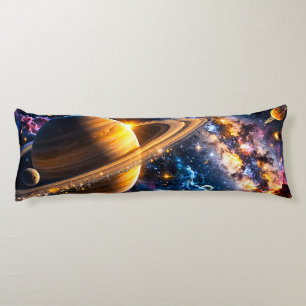 Coussins Longs Oreiller corporel premium Saturne et nébuleuse