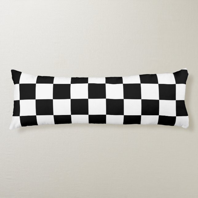 Coussins Longs Oreiller corps à motif d'échiquier noir et blanc (Devant)