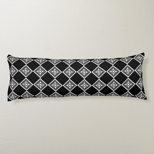 Coussins Longs Oreiller Corps Art Déco Noir Et Blanc (Dos)