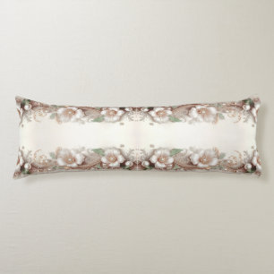Coussins Longs Oreiller Corps avec Embellissements Floraux et Per