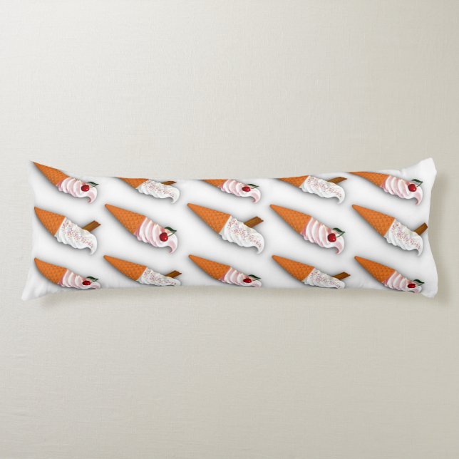 Coussins Longs Oreiller Corps Blanc Fraise ou Vanille? (Devant)