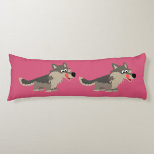 Coussins Longs Oreiller corps de loup affamé de dessin animé mign