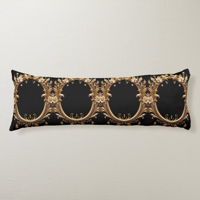 Coussins Longs Oreiller Corps Fleur Ornement Doré (Devant)