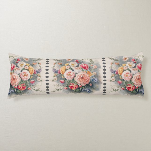 Coussins Longs Oreiller corps Floral Belge (Devant)