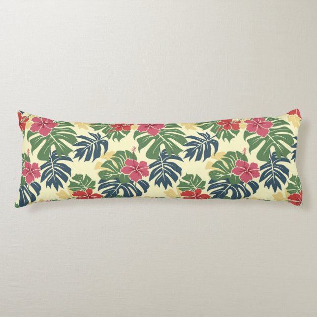 Coussins Longs Oreiller corps floral tropical jaune (Devant)