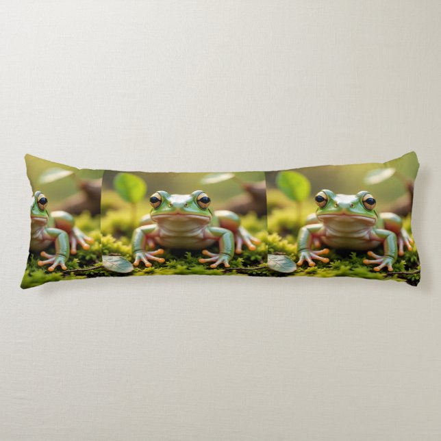 Coussins Longs Oreiller Corps Grenouille Verte Adorable (Devant)
