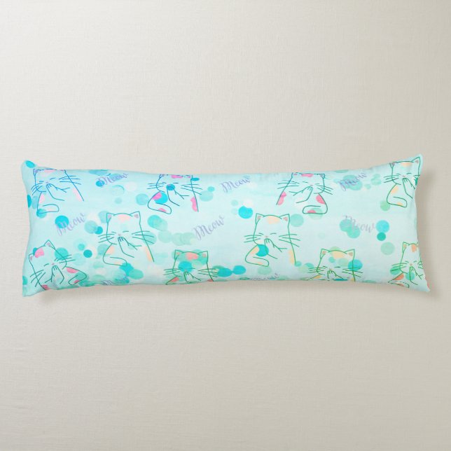 Coussins Longs Oreiller corps Kitty vert et rose (Dos)