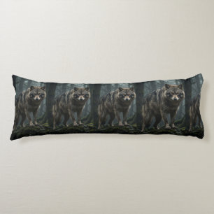Coussins Longs Oreiller corps Loup Gris Majestueux – Cadeau de la