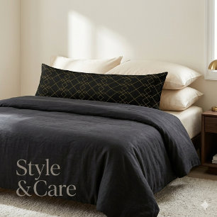 Coussins Longs Oreiller Corps Noir Unique avec Design Boîte Dorée