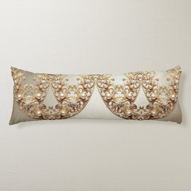 Coussins Longs Oreiller Corps Orné de Fleurons Dorés (Devant)