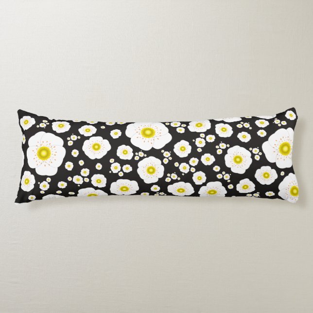Coussins Longs Oreiller corps Pavots Blancs (Devant)