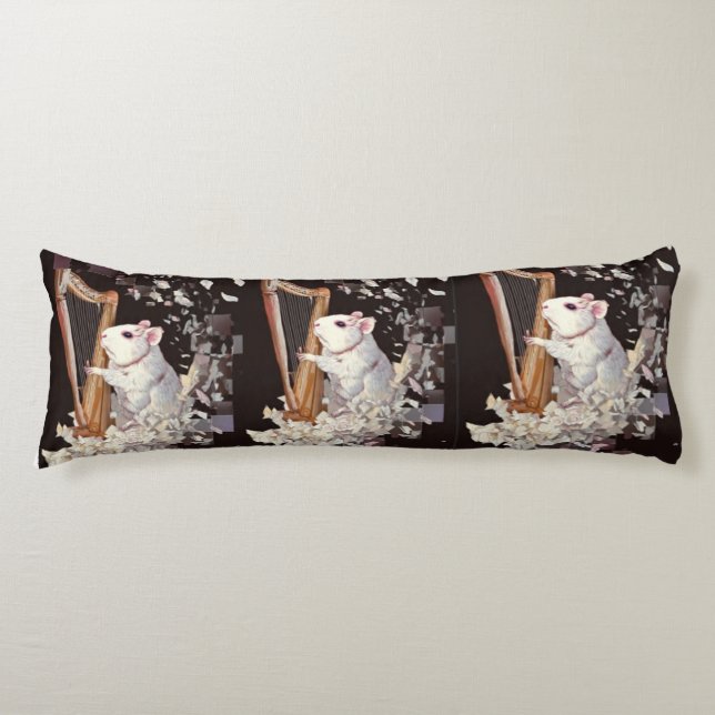 Coussins Longs Oreiller Corps Rat Blanc Mélodique – Design Élégan (Devant)
