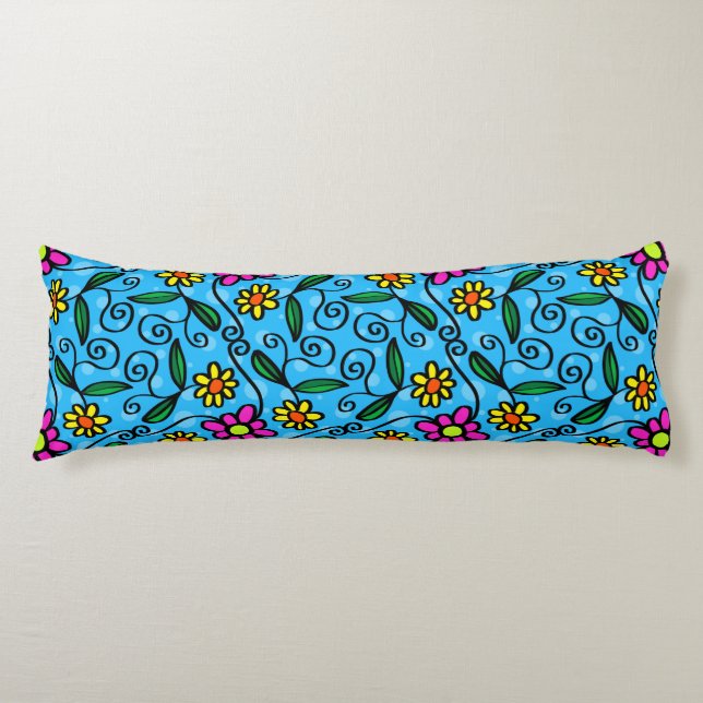 Coussins Longs Oreiller de corps à motif floral abstrait (Devant)
